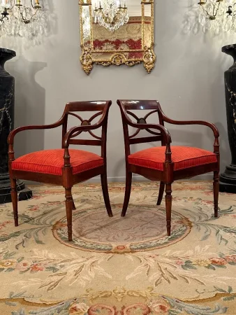 Maurice Hirch Maison Jansen, Paire De Fauteuil En Acajou Estampillés Epoque XXème