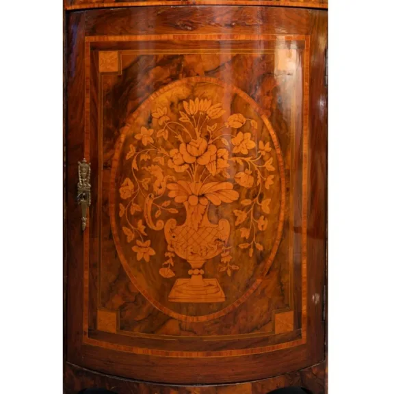 Pair Of "demi-lune" Corner In Neoclassical Style Marquetry.