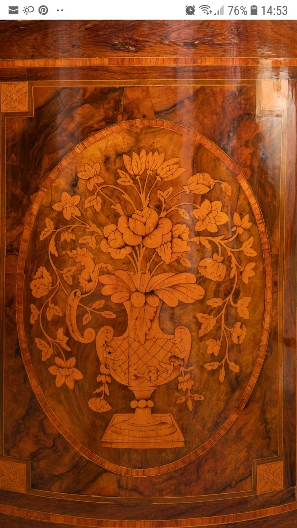 Pair Of "demi-lune" Corner In Neoclassical Style Marquetry.