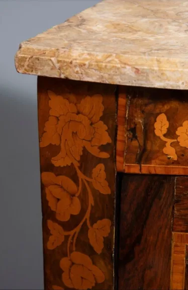 Pair Of "demi-lune" Corner In Neoclassical Style Marquetry.