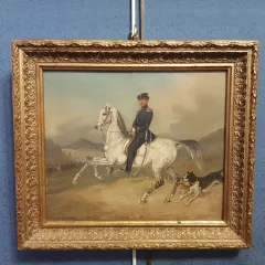 Karl Martin Ebersberg: Oil On Panel Representing A Rider On A White Horse