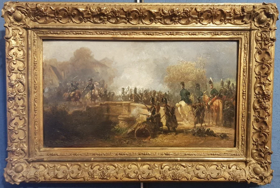 Alois Bach: Bavarian Troops Fighting Near A Bridge.