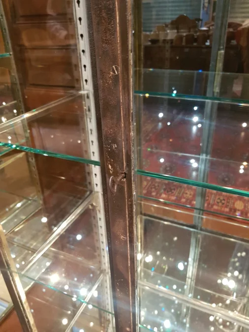 Old steel medical display cabinet. × 1 / 12 Old steel medical display cabinet.