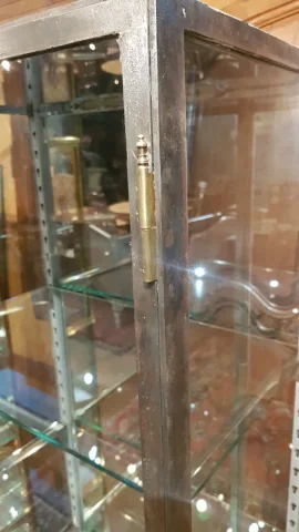 Old steel medical display cabinet. × 1 / 12 Old steel medical display cabinet.