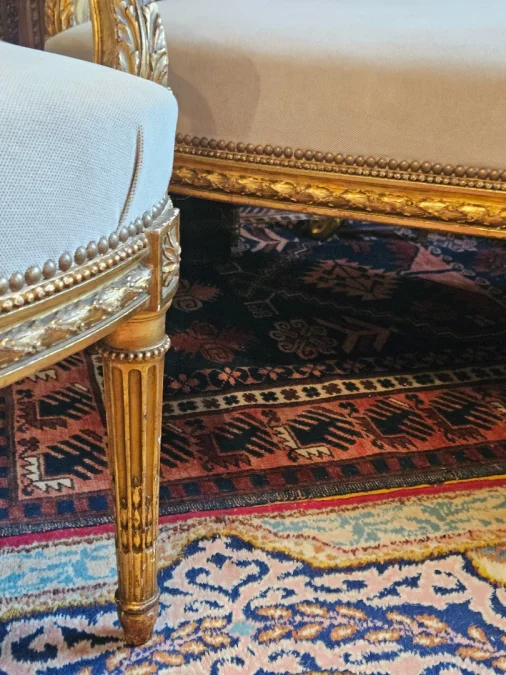 Louis XVI Style Carved And Gilded Wooden Living Room From The Napoleon III Period.