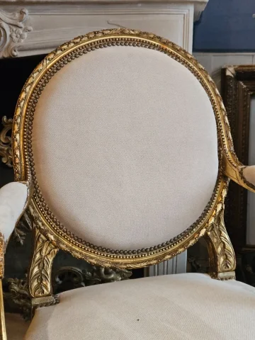 Louis XVI Style Carved And Gilded Wooden Living Room From The Napoleon III Period.