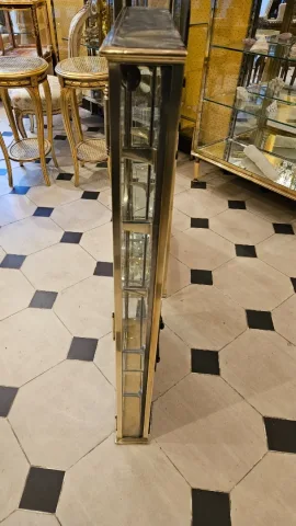 Small Early 20th Century Brass Wall Display Cabinet.