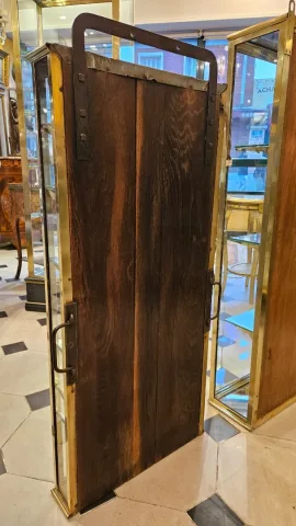 Small Early 20th Century Brass Wall Display Cabinet.