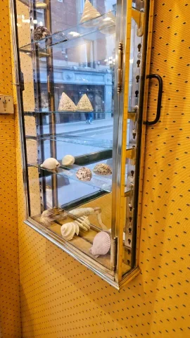 Small Early 20th Century Brass Wall Display Cabinet.