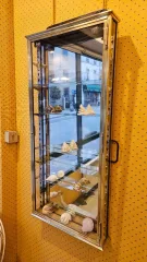 Small Early 20th Century Brass Wall Display Cabinet.