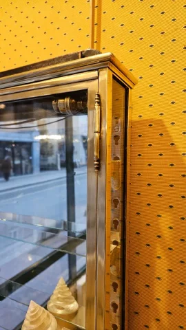 Small Early 20th Century Brass Wall Display Cabinet.