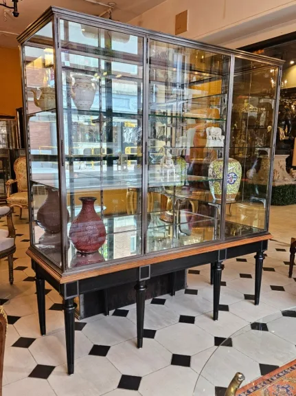 Large Polished Steel Display Cabinet. Late 19th Century
