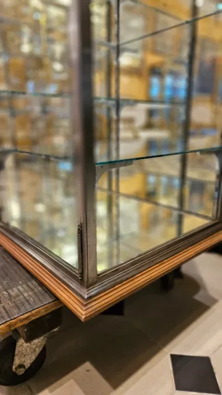 Large Polished Steel Display Cabinet. Late 19th Century