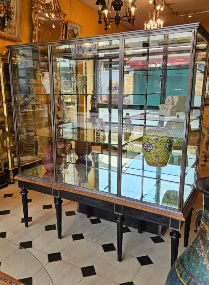 Large Polished Steel Display Cabinet. Late 19th Century