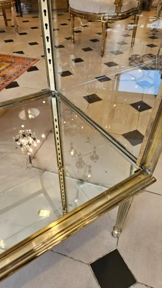 Brass and bronze display cabinet. Early 20th century.