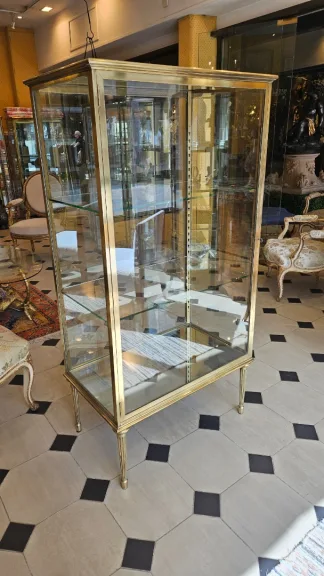 Brass and bronze display cabinet. Early 20th century.