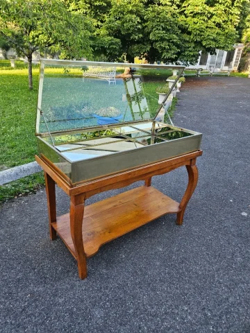 Siégel: Vetrina piatta in ottone da tavolo.
