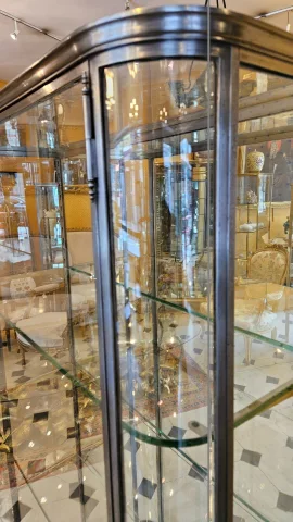 Antike polierte Stahl-Ladentheke, frühes 20. Jahrhundert