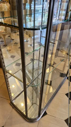 Antike polierte Stahl-Ladentheke, frühes 20. Jahrhundert