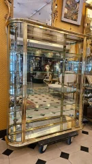 SIEGEL : Rare vitrine murale d’exposition en laiton et bronze à cotés bombés. Début du XX° siècle.