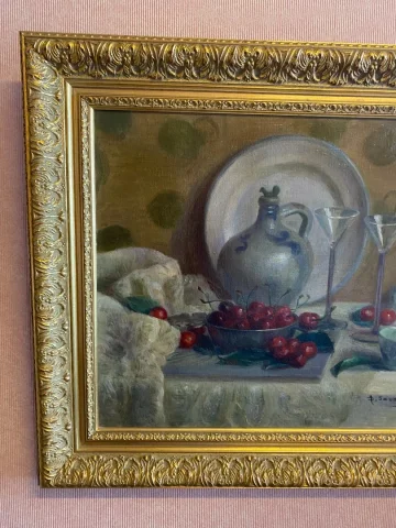 OLIE OP DOEK STILLEVEN VAN KERSEN