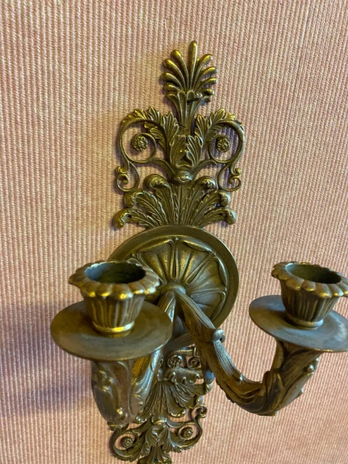 Paire d'appliques en bronze doré d'époque Restauration