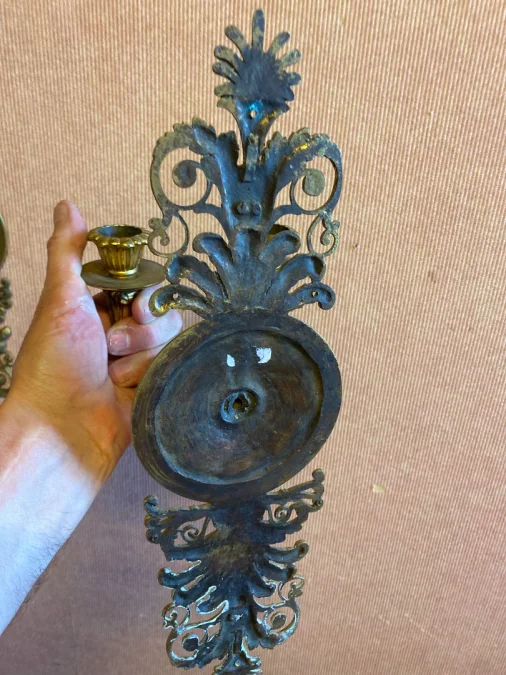 Paire d'appliques en bronze doré d'époque Restauration