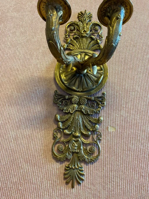 Paire d'appliques en bronze doré d'époque Restauration