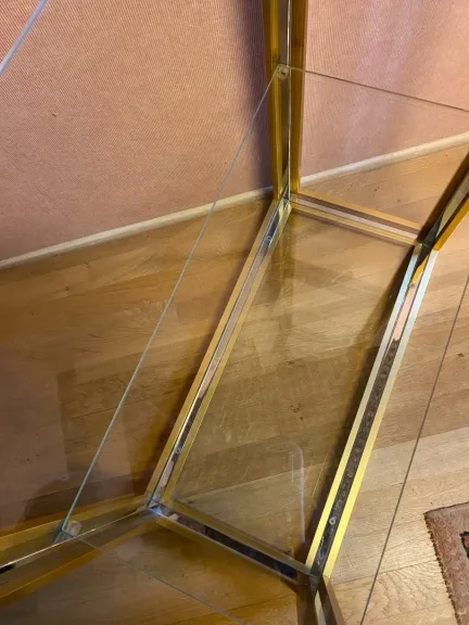 Etagère des années 80 en métal argenté et doré.