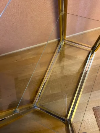 Etagère des années 80 en métal argenté et doré.