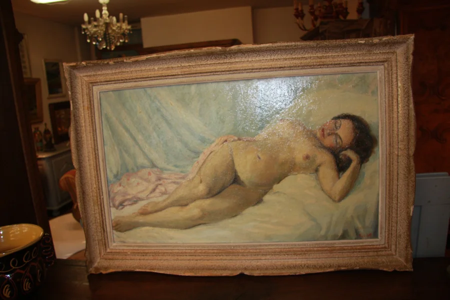 Huile sur isorel, nu féminin.
