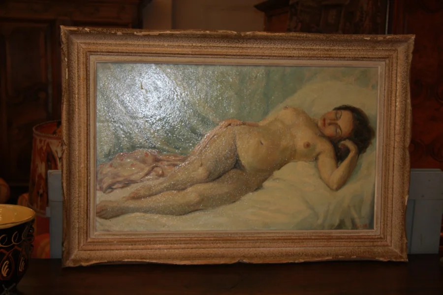Huile sur isorel, nu féminin.