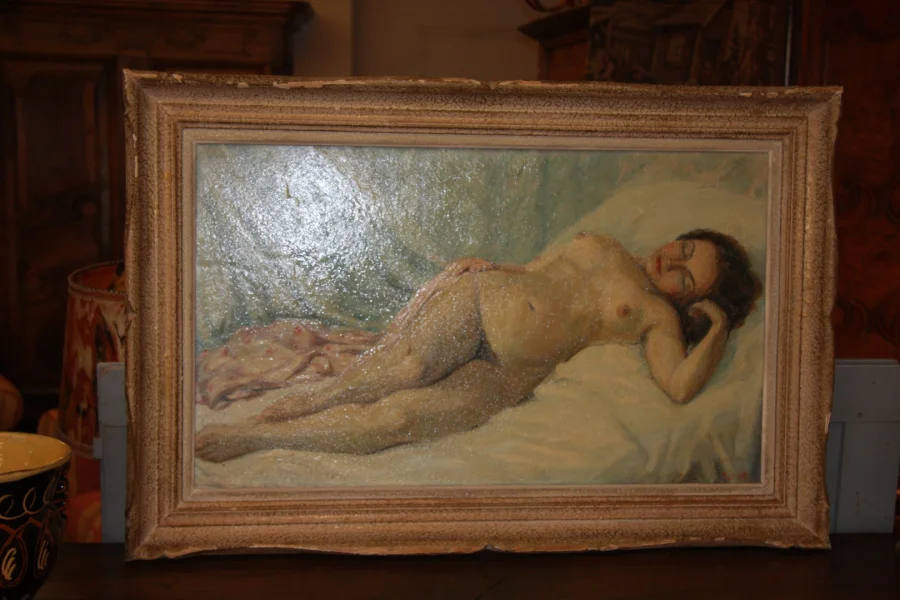 Huile sur isorel, nu féminin.