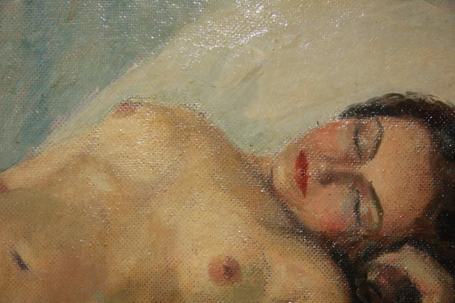 Huile sur isorel, nu féminin.