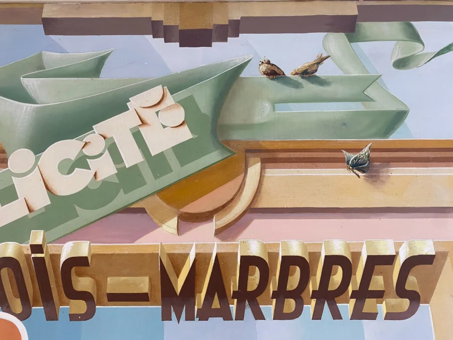 Grande publicité d'un peintre en lettre,