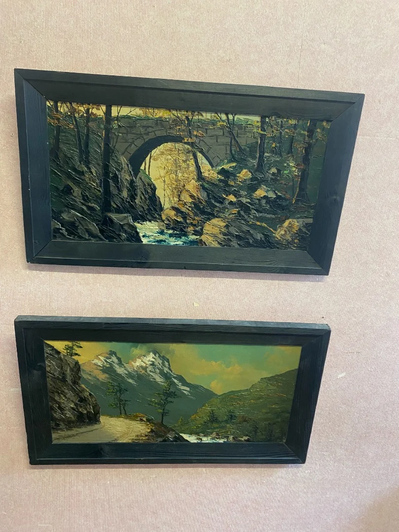 PAIR OF OIL ON CARDBOARD PAINTINGS