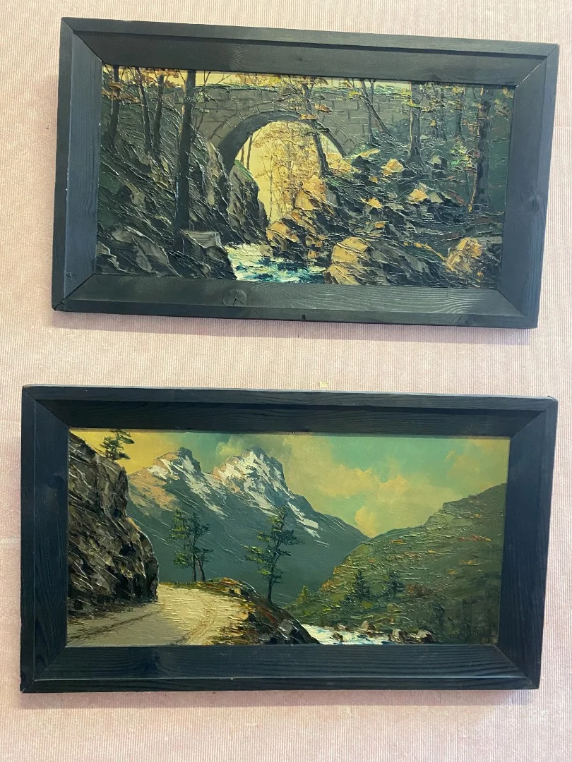 PAIR OF OIL ON CARDBOARD PAINTINGS