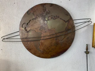 Copper globe with brass continents. Perfect condition.