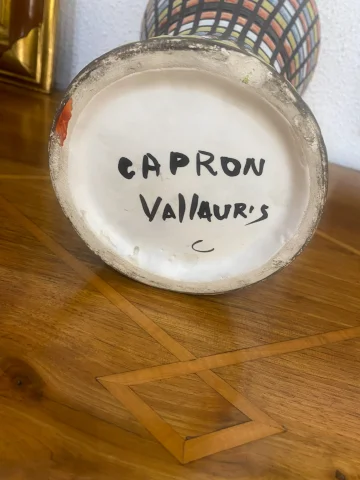 Sogenannte Diabolo-Vase aus Keramik, signiert Capron. Perfekter Zustand. — Ausgezeichneter Zustand