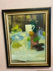 ジャック・プティによる油彩画、キャンバス・油彩、静物画「ひまわり」