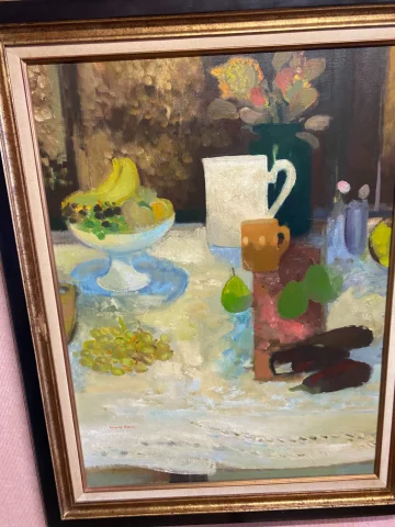 Olio su tela di Jacques Petit, Natura morta "il girasole" — Eccellente stato