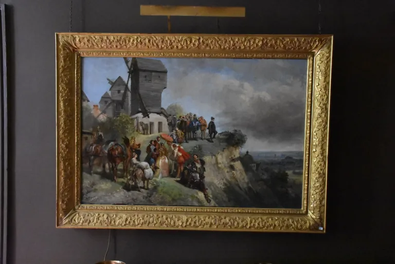 Grande huile sur toile "les moulins de Montmartre"