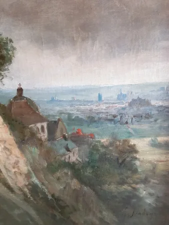 Grande huile sur toile "les moulins de Montmartre"