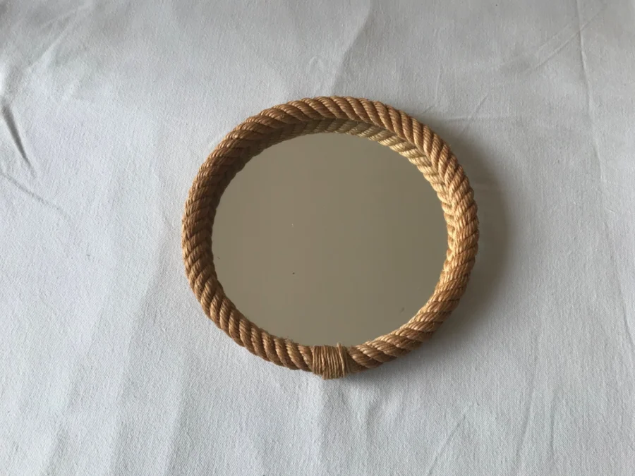 Petit miroir rond en corde