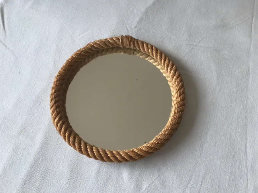 Petit miroir rond en corde