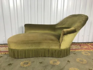 Méridienne Napoléon III  en velours vert kaki
