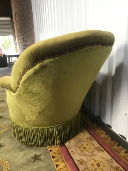 Méridienne Napoléon III  en velours vert kaki