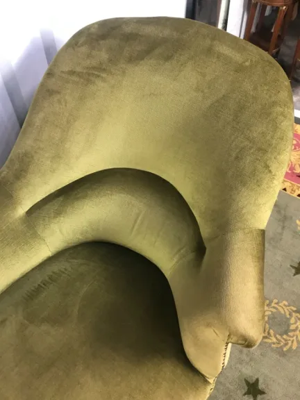 Méridienne Napoléon III  en velours vert kaki