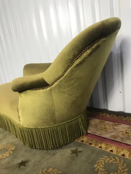 Méridienne Napoléon III  en velours vert kaki