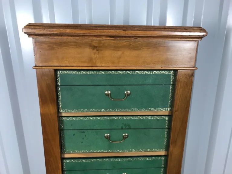 Cartonnier noyer et cuir Louis Philippe
